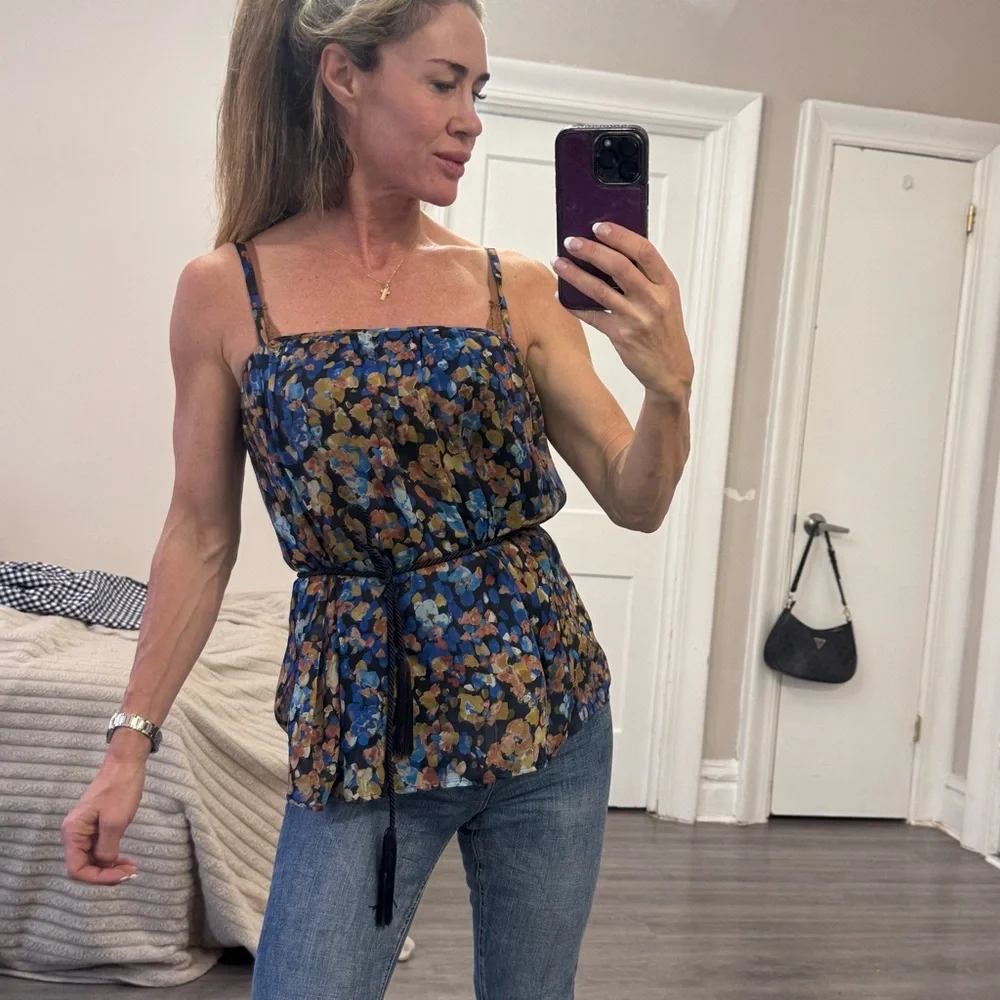 Sisley 100% Silk Floral Print Sleeveless Top – Size S - Picture 1 of 11